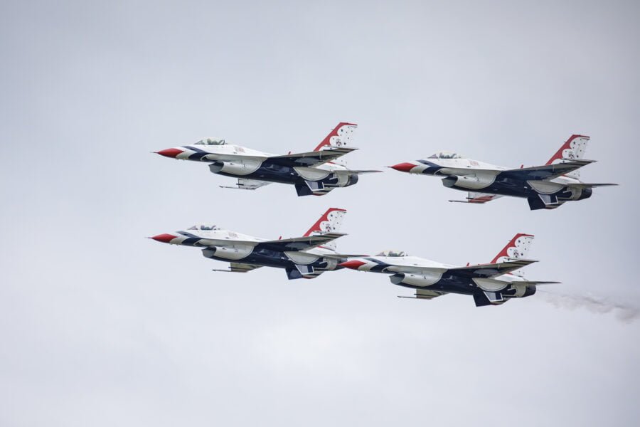 Air Force Thunderbirds Fly By Diamond Left