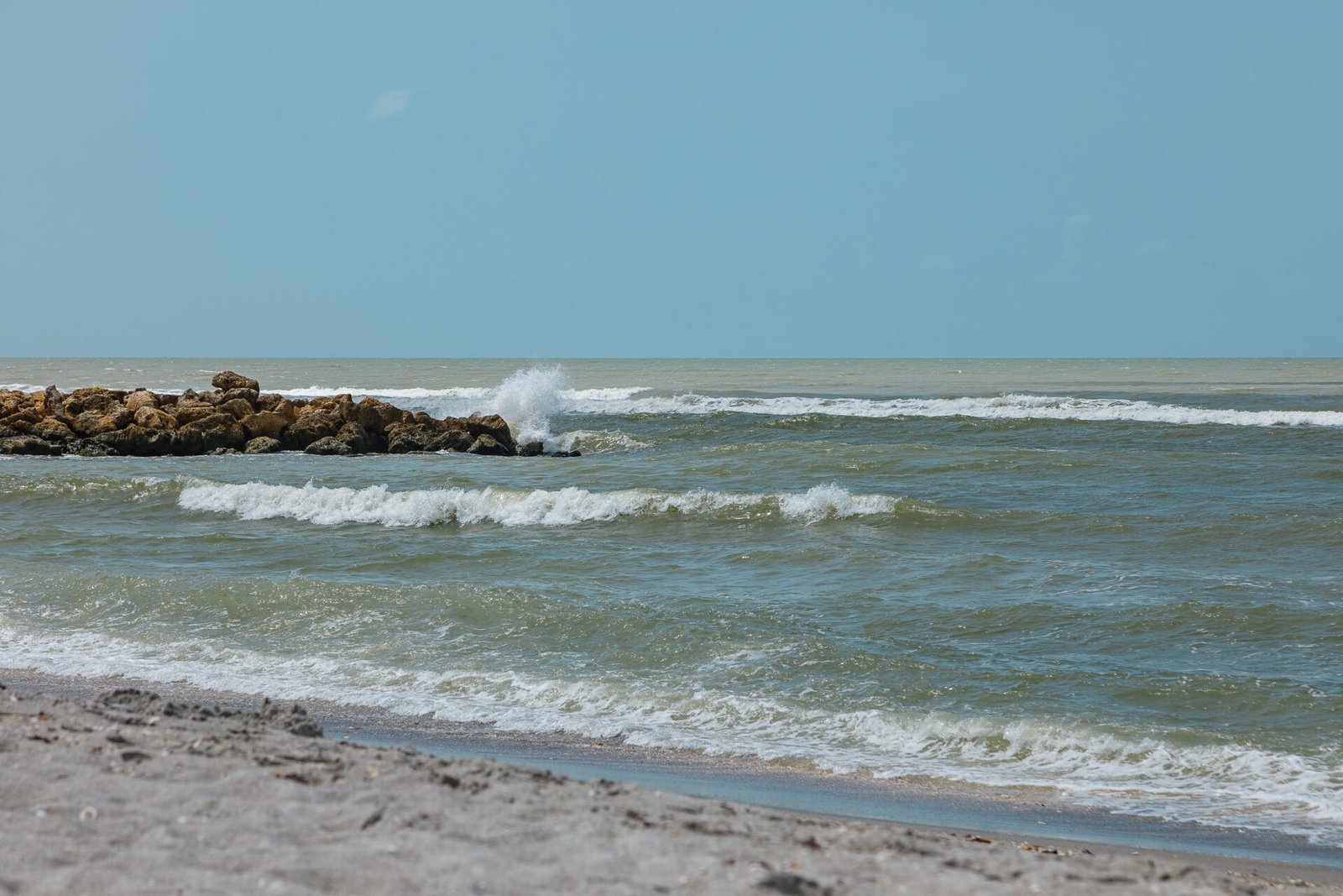 Waves From Hurricane Laura In Gulf Of Mexico Hitting Turner Beach Seawall