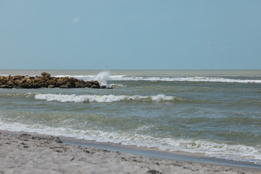 Waves From Hurricane Laura In Gulf Of Mexico Hitting Turner Beac