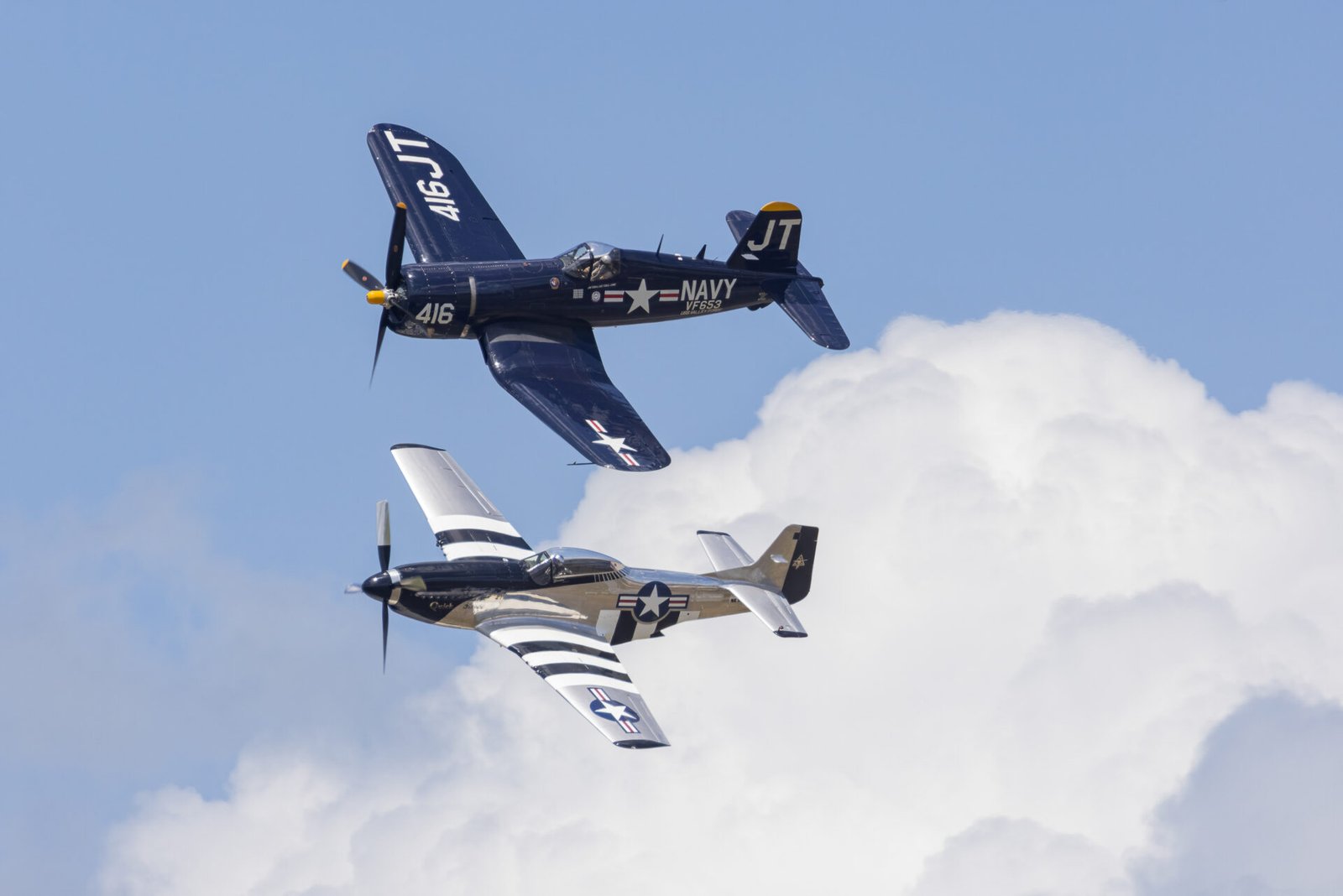 F4U Corsair And P 51 Mustang Fly By To Left