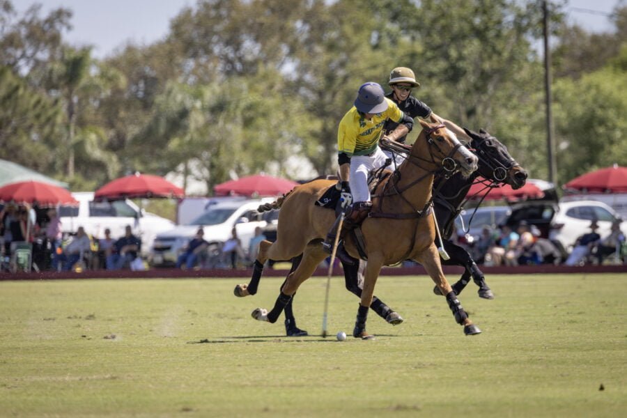 Polo Player Hitting Ball At Impact