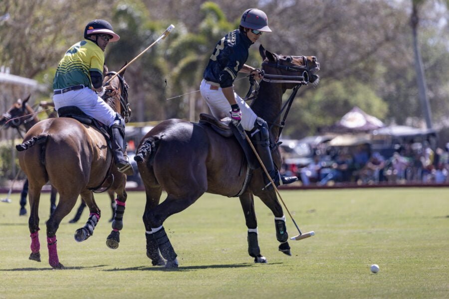 Polo Player Slowing To Control Ball