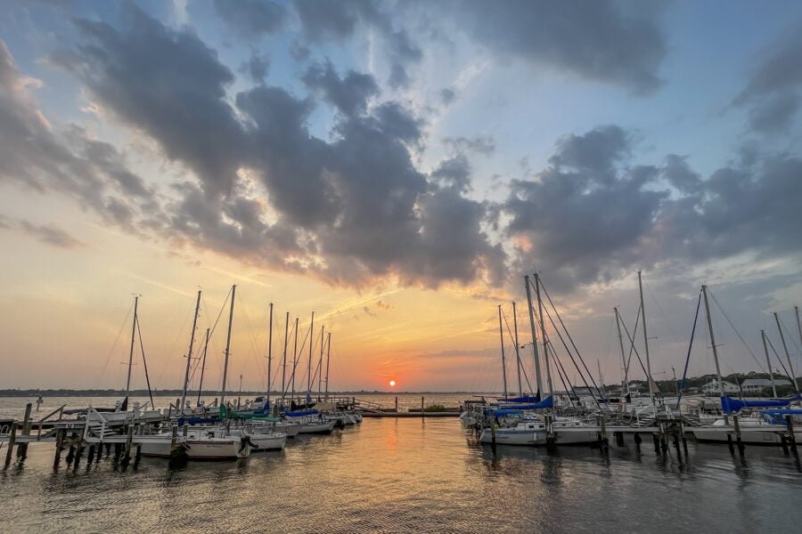 Sunset At Regatta Pointe Marina On Manatee River