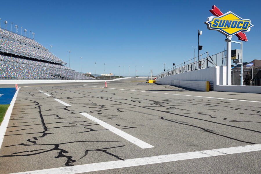 View Of Turn 4 At Daytona International Speedway From Pit Lane