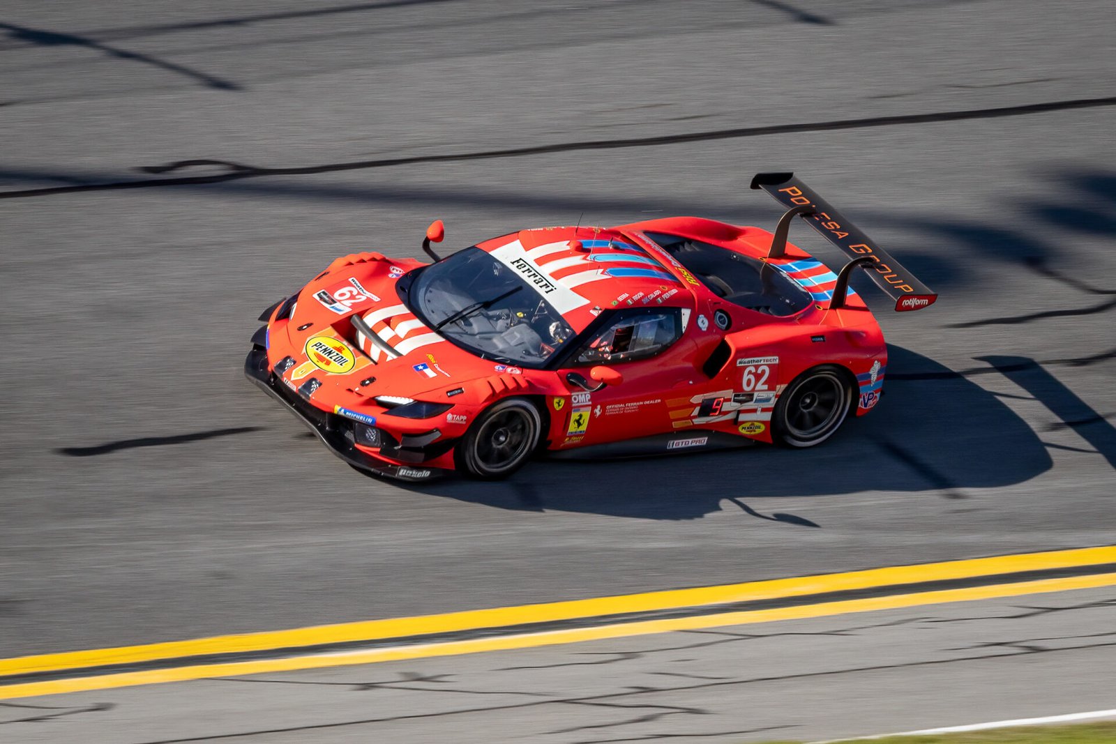 62 Risi Competizione Ferrari In Turn 1 At Daytona International Speedway 2024