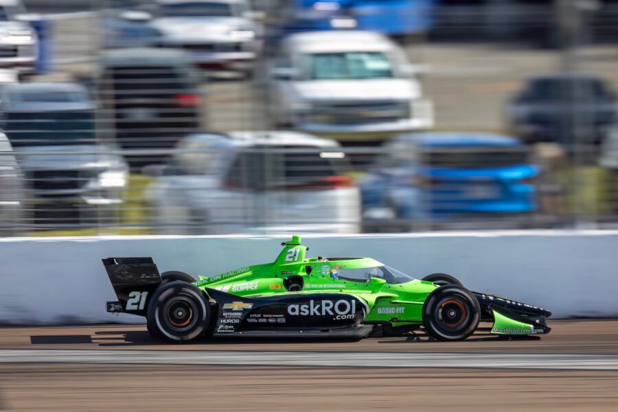 Rinus Veekay On Brakes Entering Turn 1 St Pete Grand Prix 2024