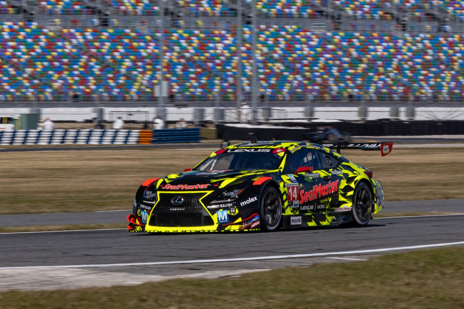 14 Vasser Sullivan Lexus Entering West Horseshoe At Daytona International Speedway 2025