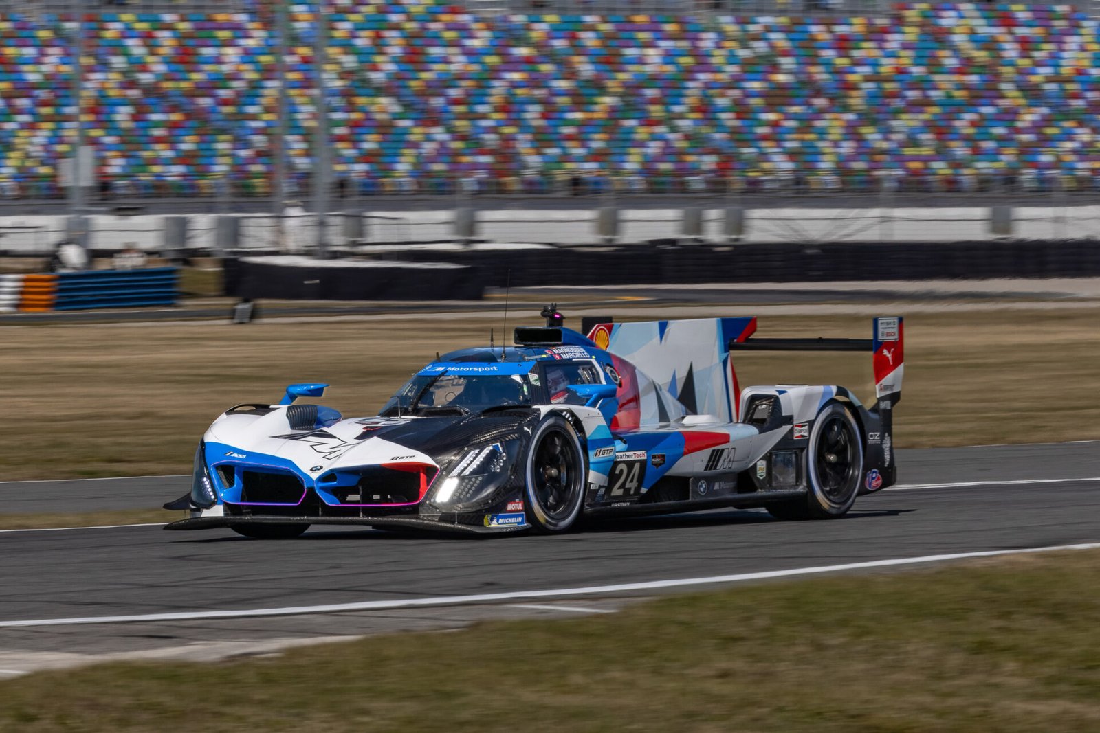 24 M Team Rll Bmw Entering West Horseshoe At Daytona International Speedway 2025