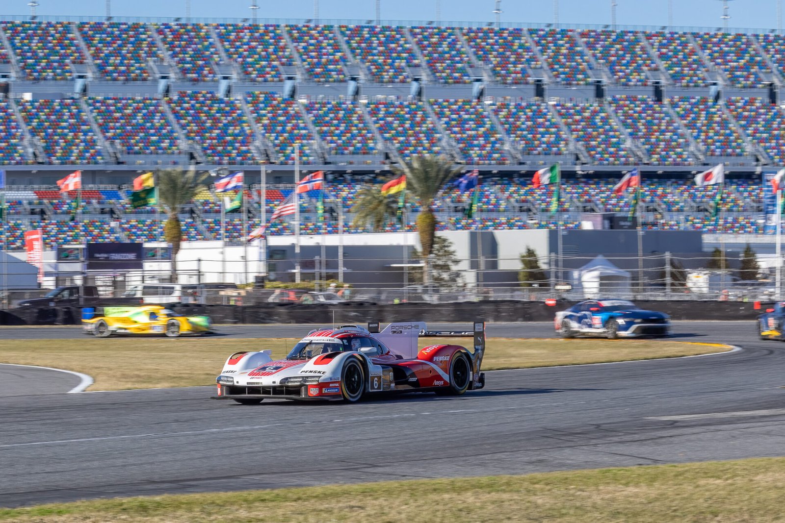6 Penske Motorsports Porsche Exiting International Horseshoe At Daytona International Speedway 2025