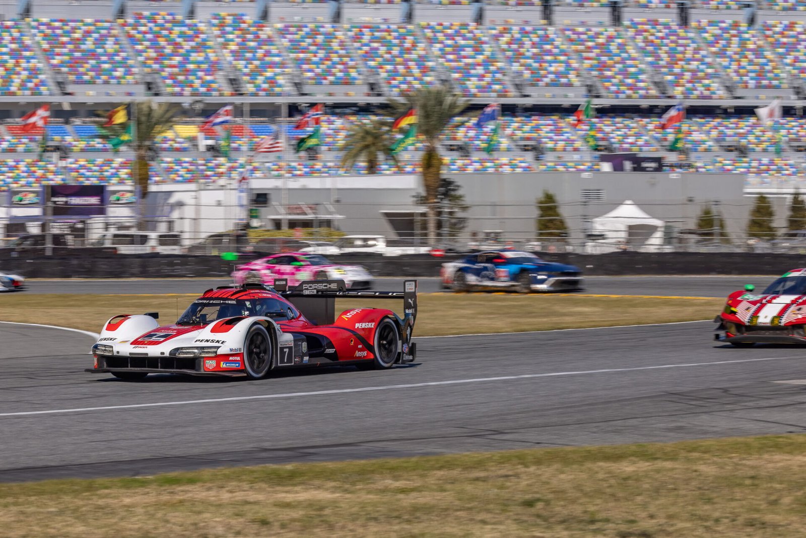 7 Penske Motorsports Porsche Exiting International Horseshoe At Daytona International Speedway 2025