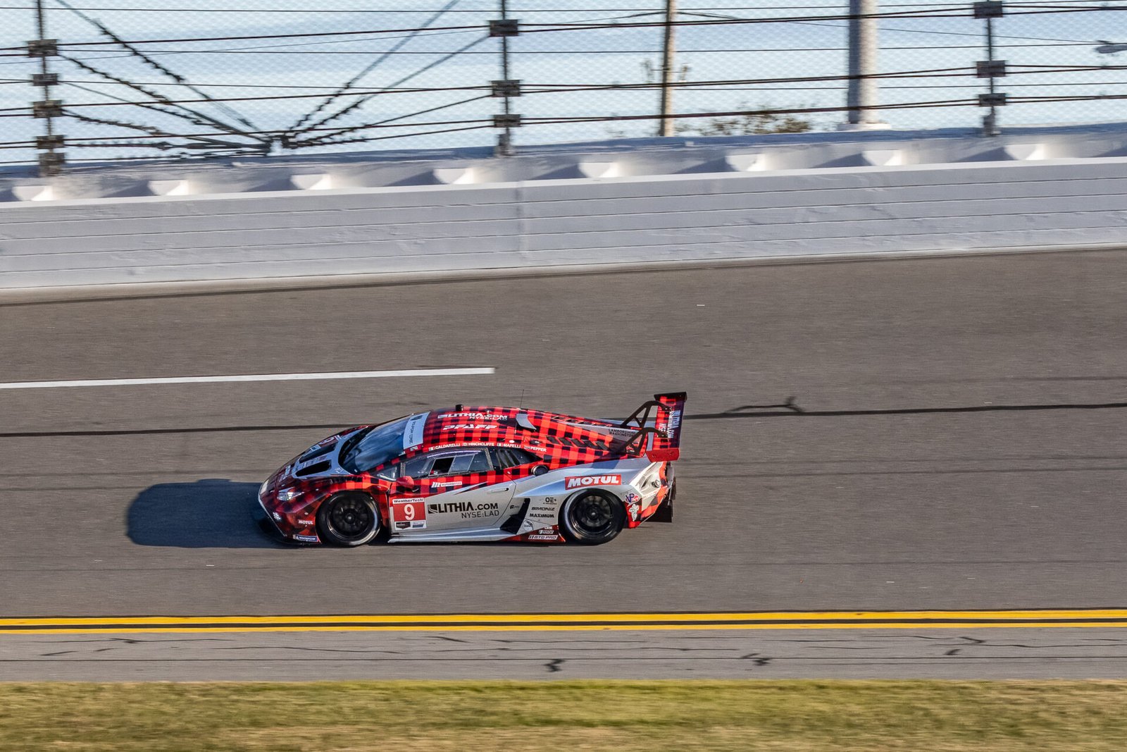 9 Pfaff Motorsports Lamborghini In Turn 2 At Daytona International Speedway 2025