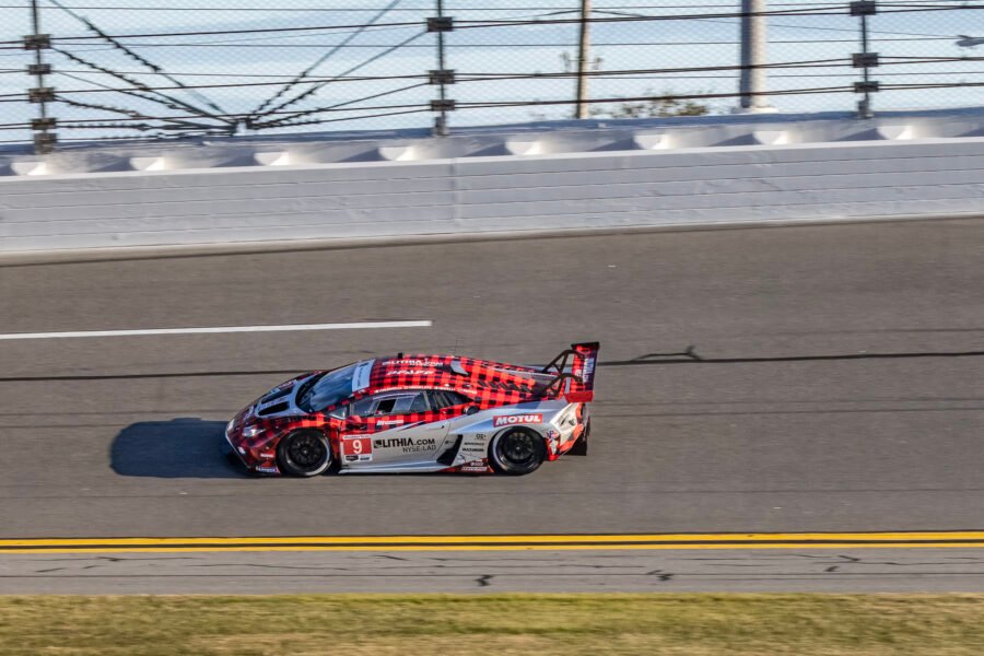 9 Pfaff Motorsports Lamborghini In Turn 2 At Daytona Internation