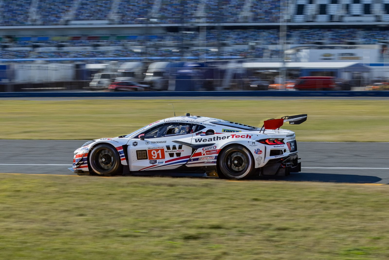 91 Trackhouse By Tf Sport Corvette Heading Toward West Horseshoe Horseshoe At Daytona International Speedway 2025