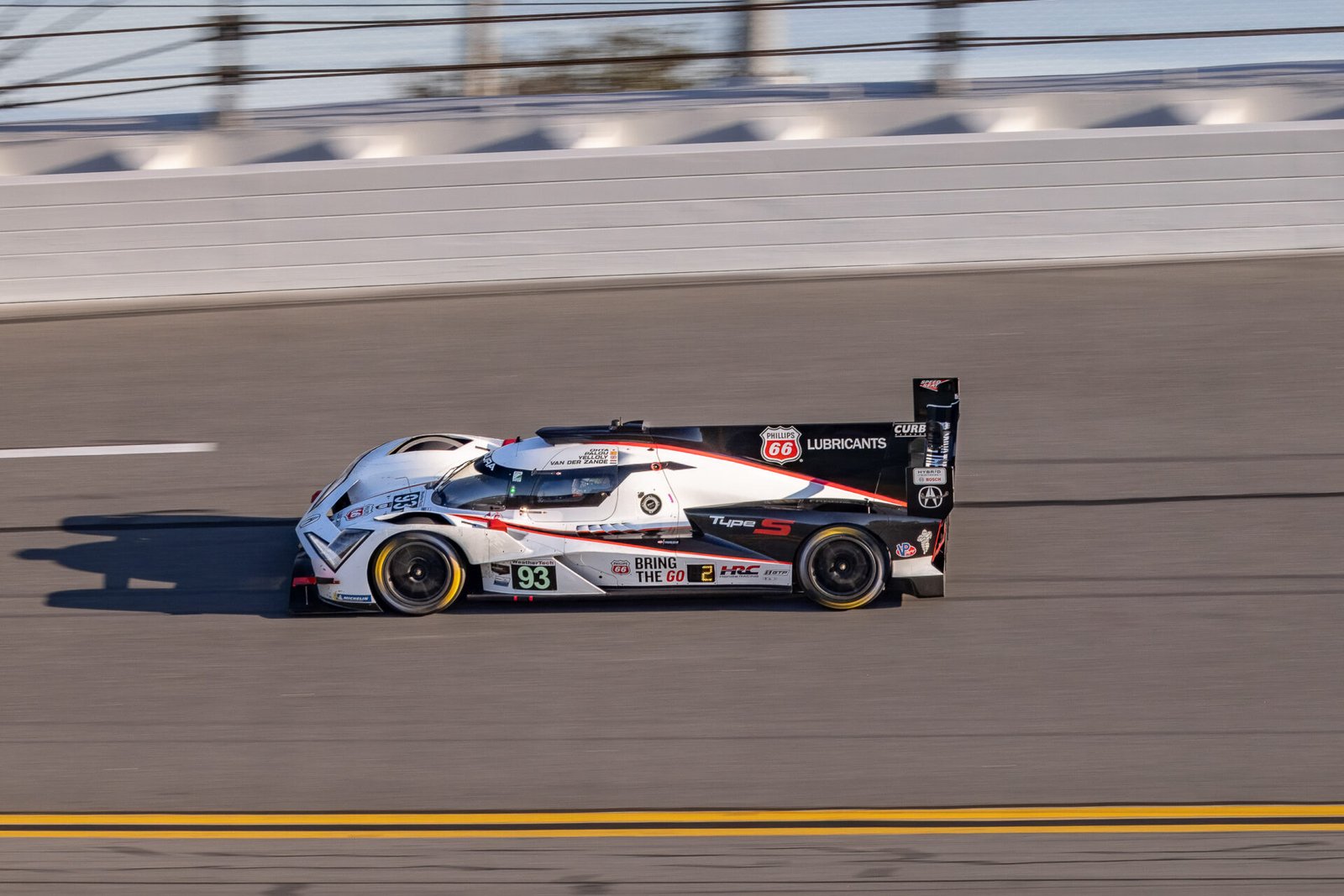 93 Meyer Shank Acura Exiting Turn 2 At Daytona International Speedway 2025