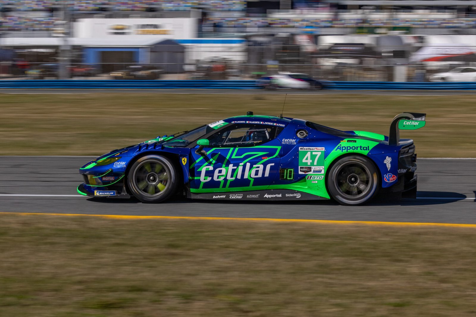 47 Cetilar Racing Ferrari Heading Toward West Horseshoe Horseshoe At Daytona International Speedway 2025