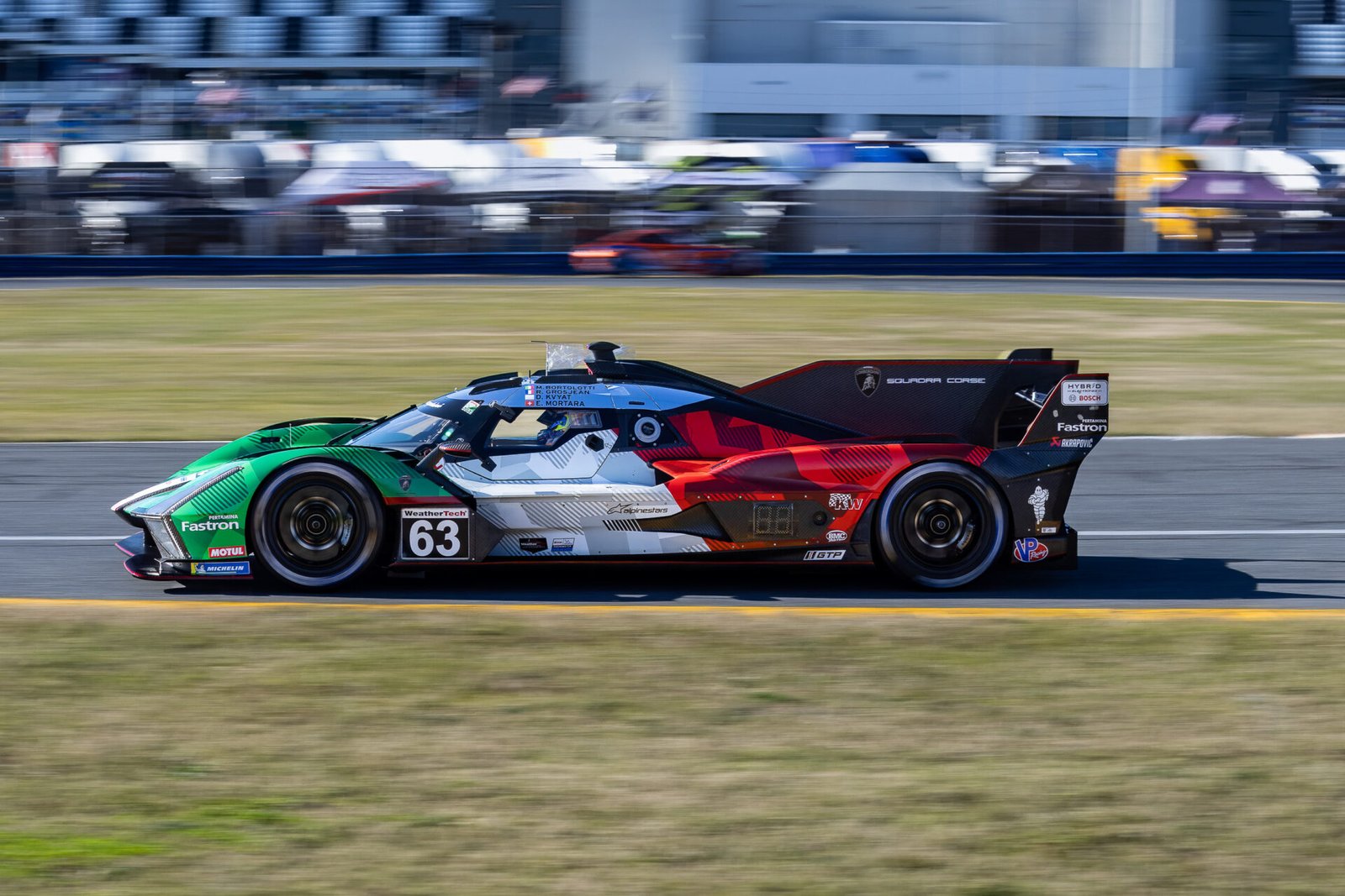 63 Automobili Lamborghini Heading Toward West Horseshoe Horseshoe At Daytona International Speedway 2025