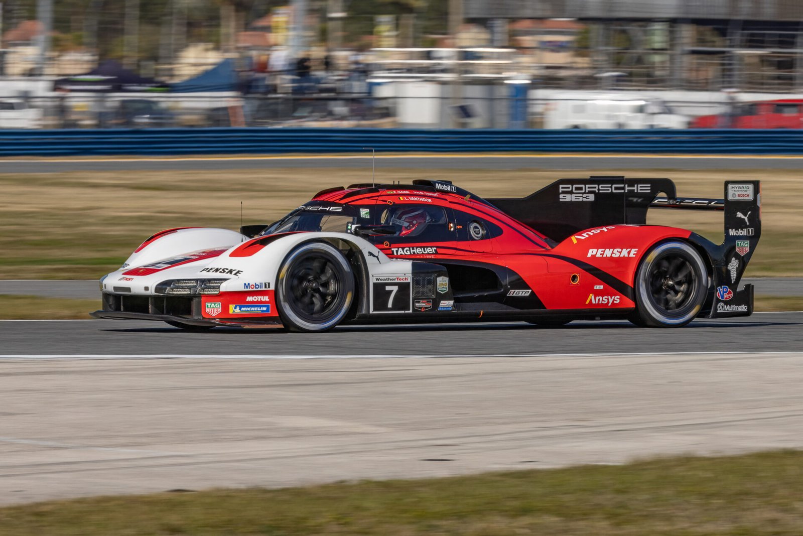 7 Penske Motorsports Porsche Entering West Horseshoe At Daytona International Speedway 2025