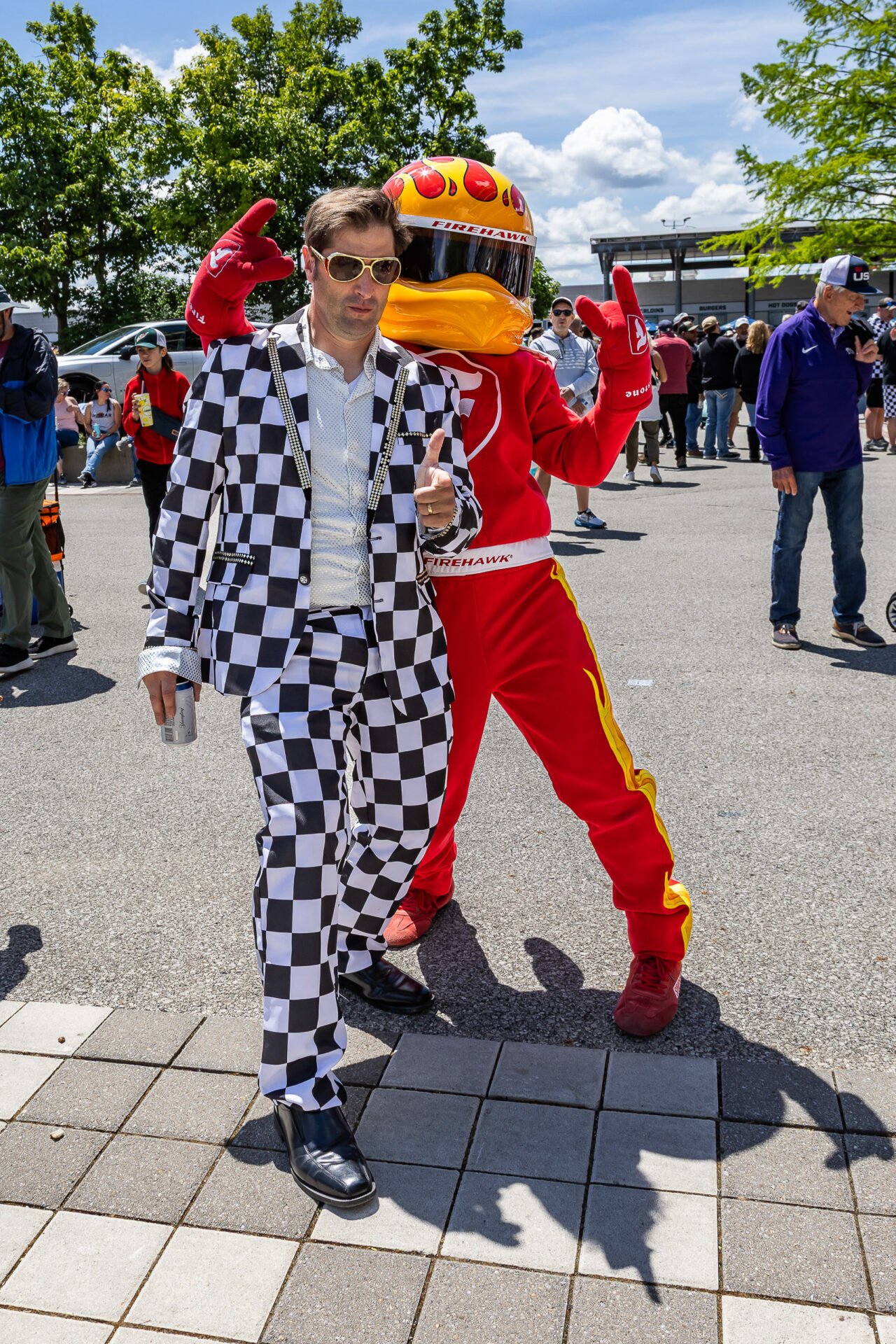 Checker Flag Elvis Poses With Firehawk
