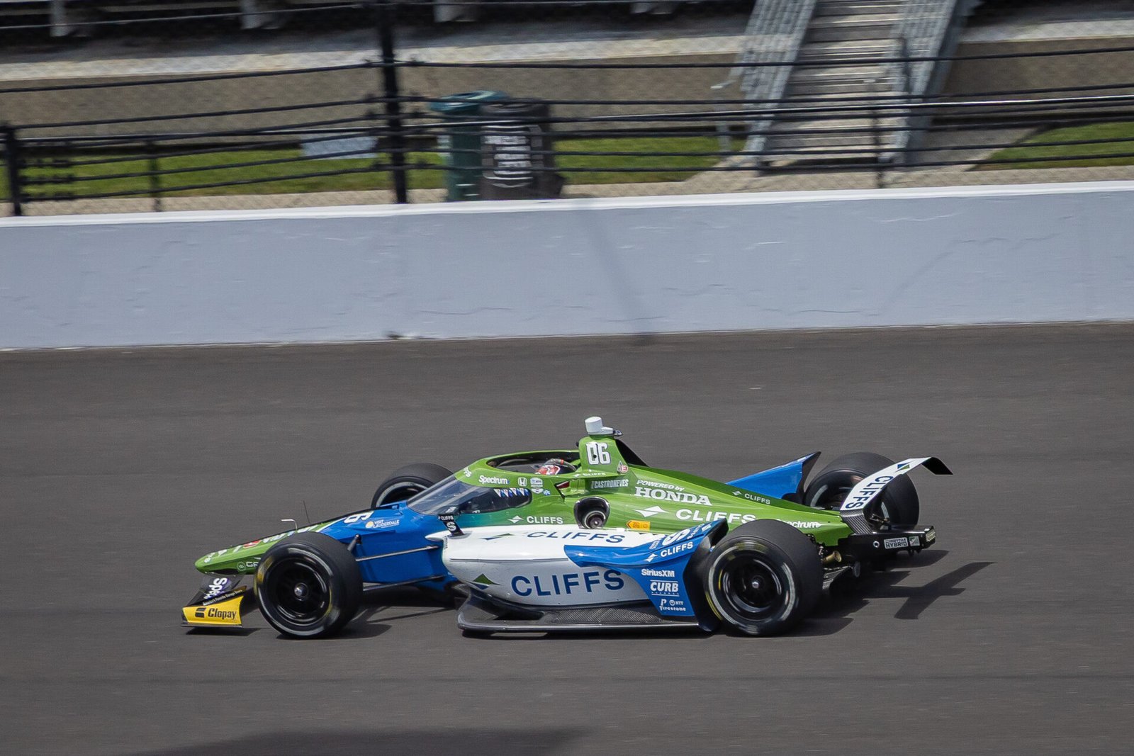 Helio Castroneves On Main Straight At Indianapolis