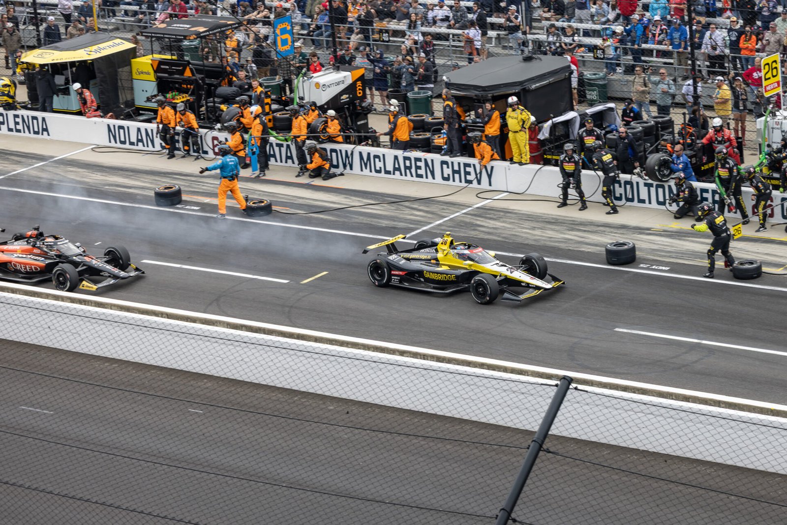 Colton Herta Skids Past Pit At 2025 Indy 500