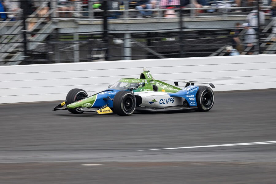 Helio Castroneves Exits Turn 4 At 2025 Indy 500