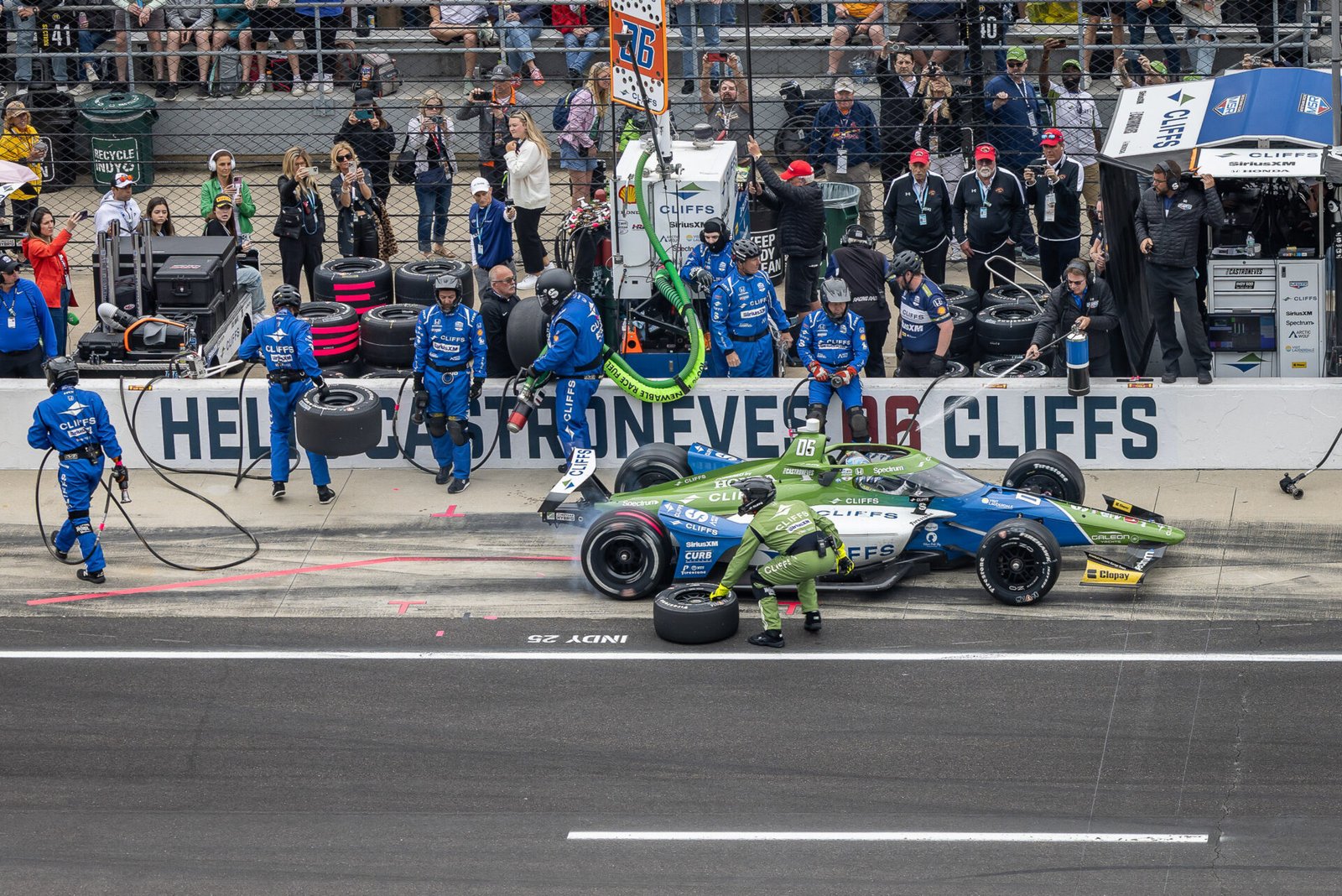 Helio Castroneves Takes Off After Pit Stop At 2025 Indy 500
