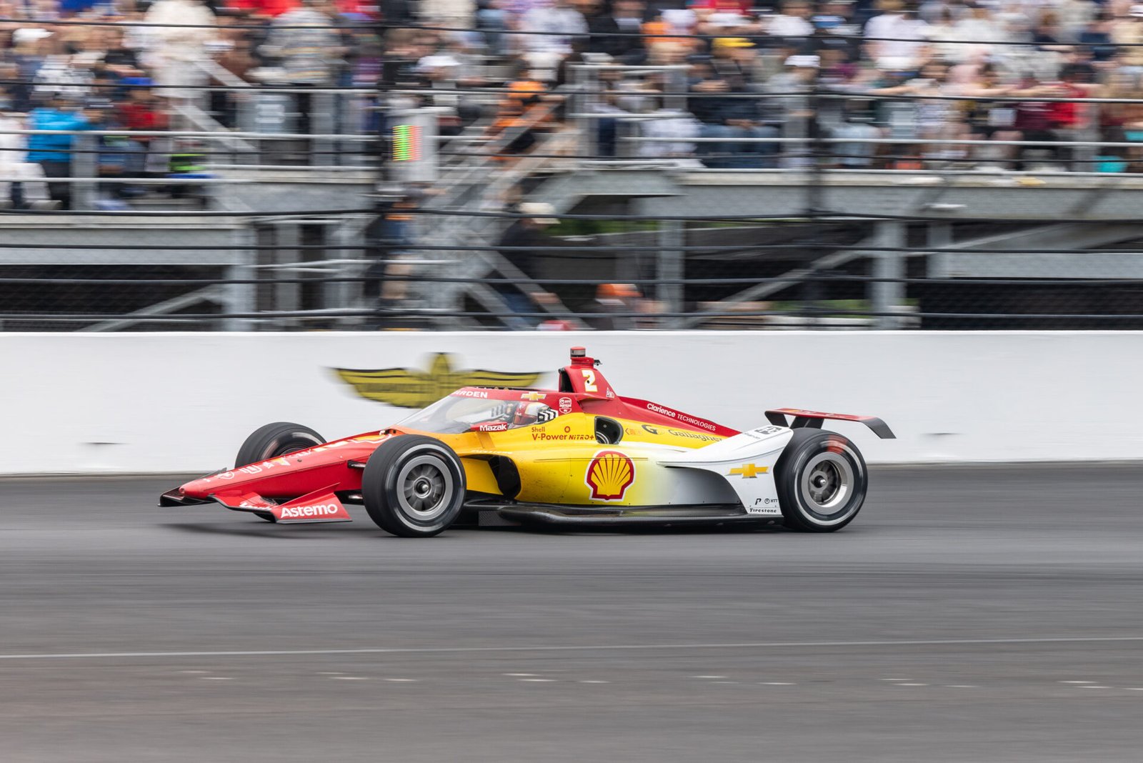 Josef Newgarden Heads Down Main Straight At 2025 Indy 500