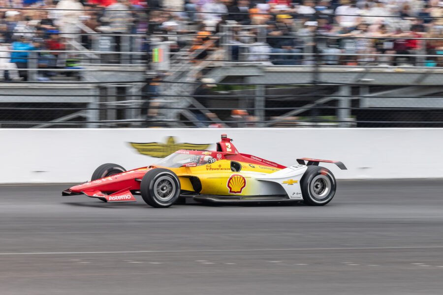 Josef Newgarden Heads Down Main Straight At 2025 Indy 500