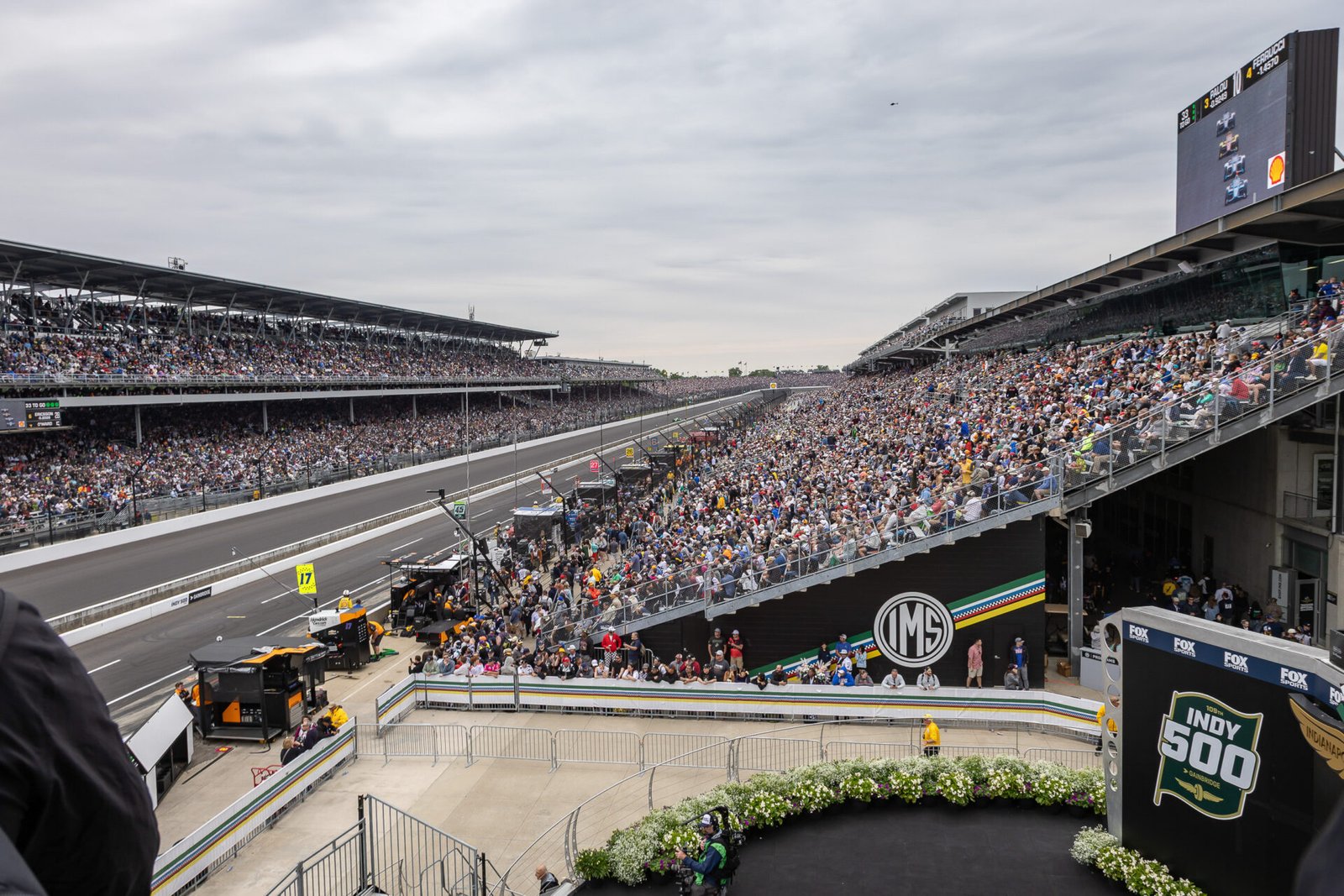 View Over Victory Lane Toward Turn 4 At 2025 Indy 500