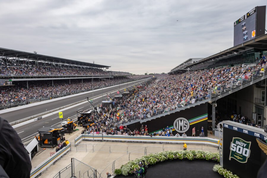 View Over Victory Lane Toward Turn 4 At 2025 Indy 500