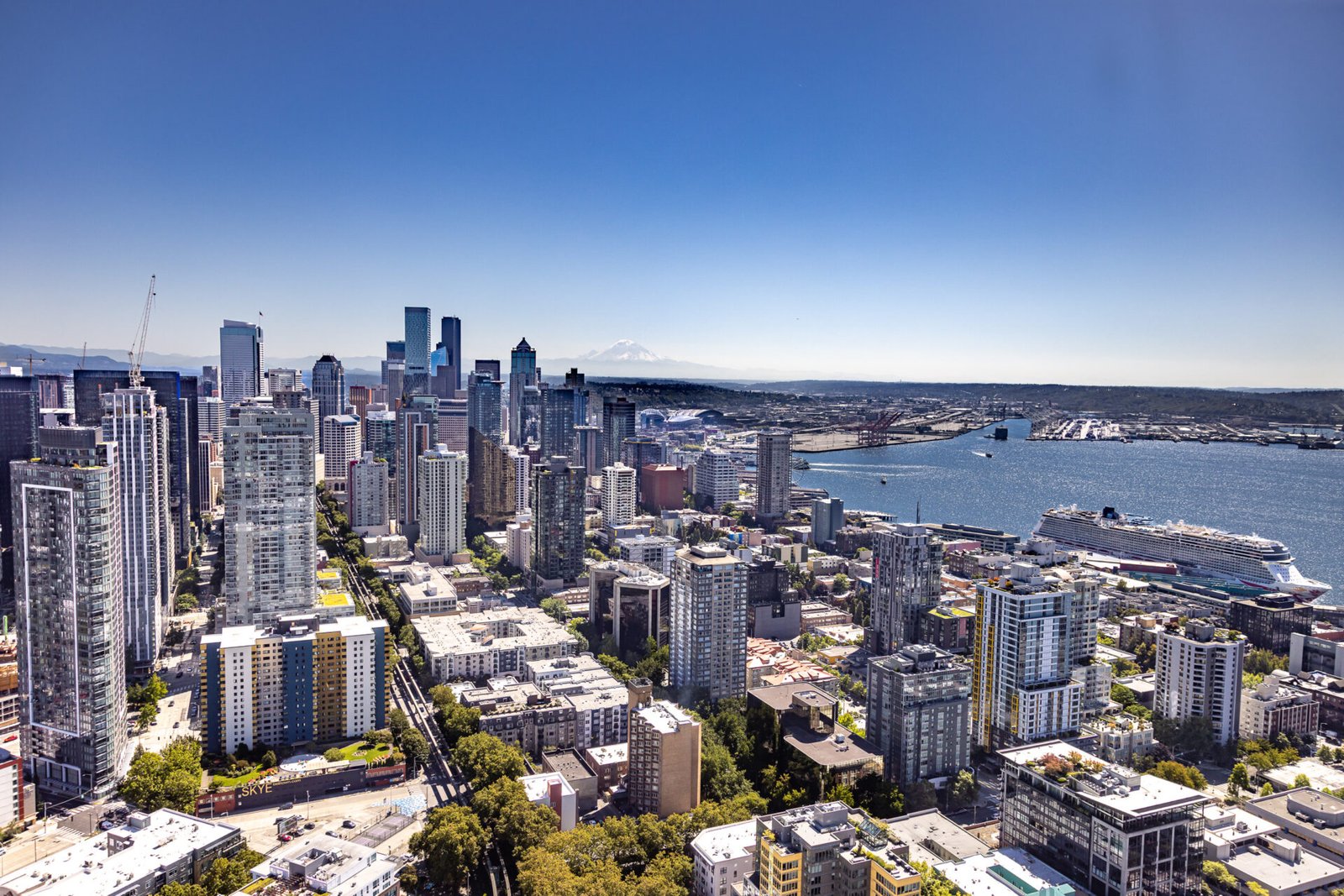Downtown Seattle With Mt Rainier In Background