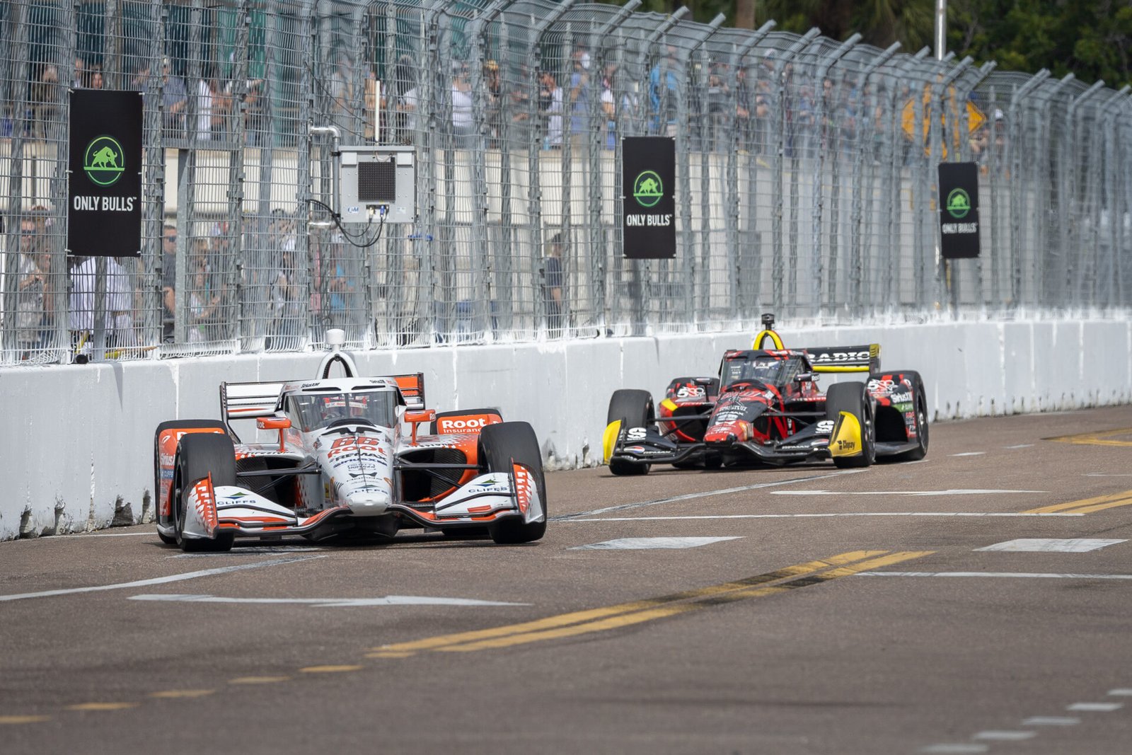 Marcus Armstrong Leads Felix Rosenqvist Into Turn 10 At St Pete