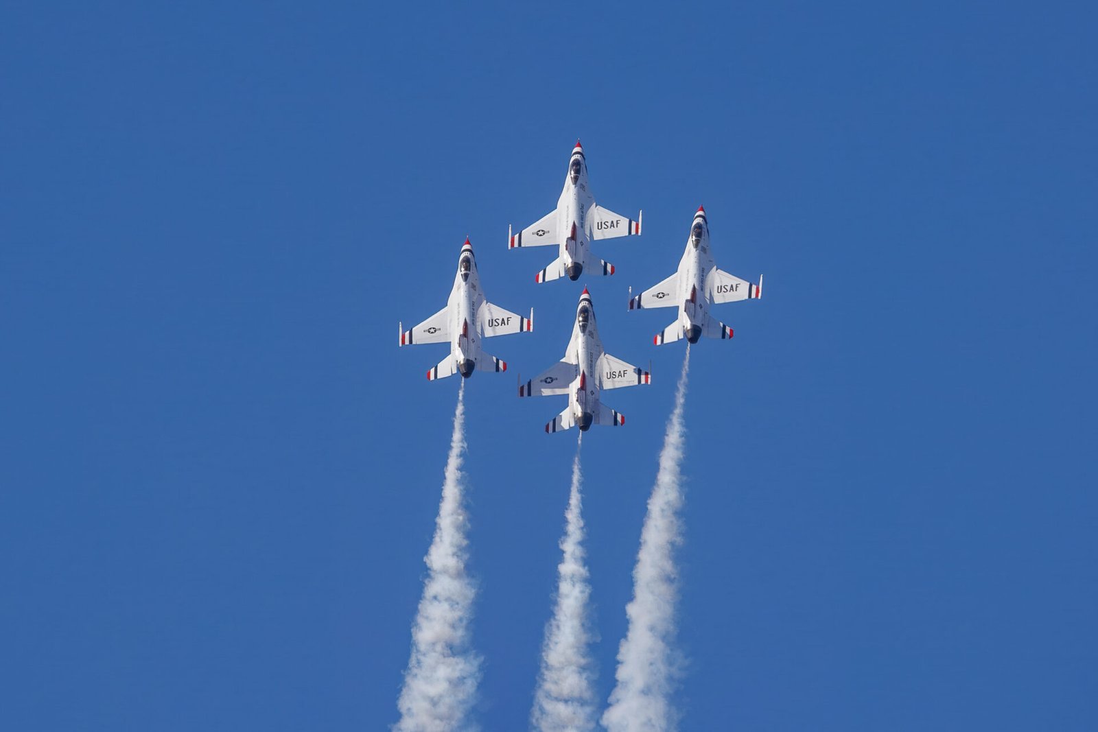 Air Force Thunderbirds Climb In Diamond Formation