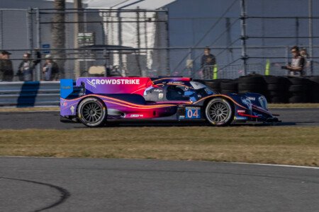 04 Crowdstrike Racing Oreca Entering the International Horseshoe at Daytona International Speedway - 2025 04 Crowdstrike Racing Oreca Entering International Horseshoe At