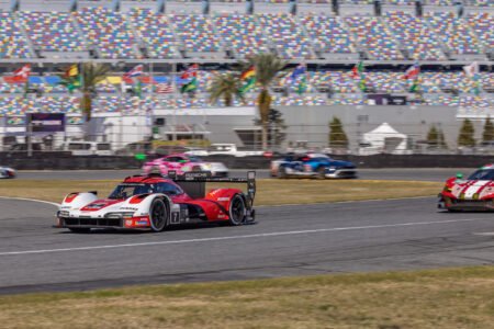 7 Penske Motorsports Porsche Exiting the International Horseshoe at Daytona International Speedway - 2025