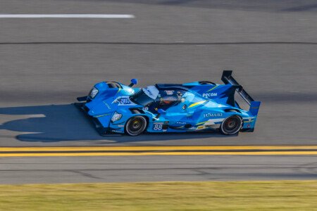 88 AF Corse Racing Oreca on the Turn 1 Banking at Daytona International Speedway - 2025 88 Af Corse Racing Oreca On Turn 1 Banking At Daytona Internatio