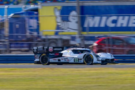 93 Meyer Shank Acura Racing Toward the International Horseshoe at Daytona International Speedway - 2025