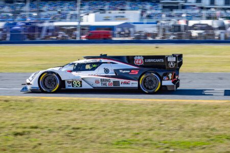 93 Meyer Shank Acura Heading Toward the West Horseshoe at Daytona International Speedway - 2025 93 Meyer Shank Acura Heading Toward West Horseshoe At Daytona In