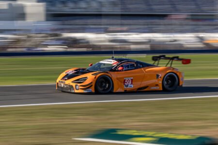 59 RLL Team McLaren Heading Toward the West Horseshoe at Daytona International Speedway - 2026