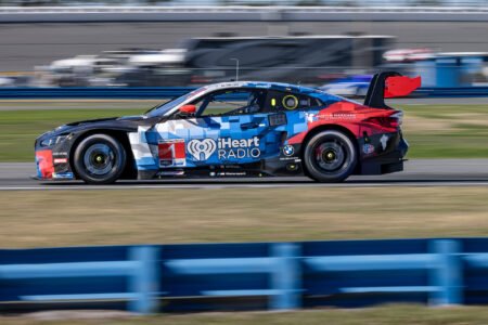 1 Paul Miller Racing BMW Heading Toward the West Horseshoe at Daytona International Speedway - 2026