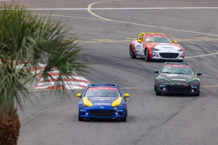 Mazda MX-5 Cars Exit Turn 1 at St. Pete